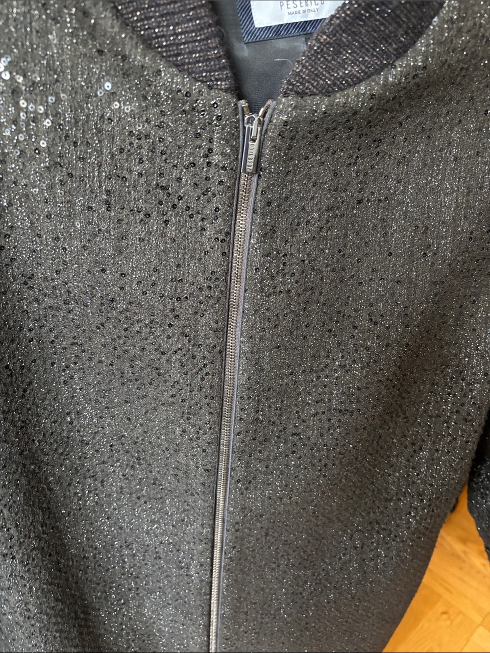 Peserico Dark Brown Sequined Bomber Jacket